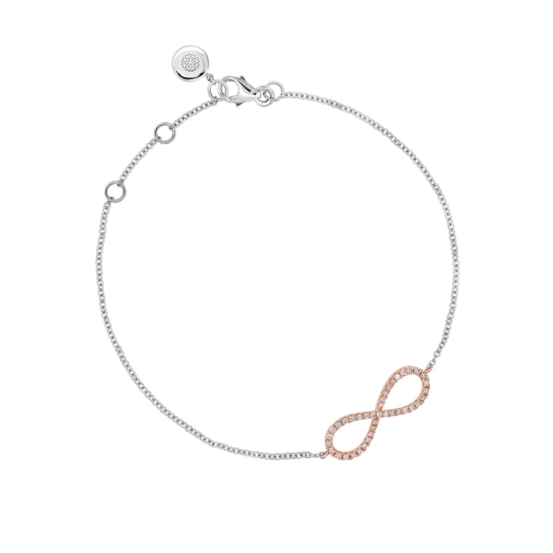 Blush Infinite Love Bracelet with pink diamonds from the Argyle mine and White Diamonds