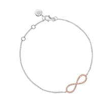 Load image into Gallery viewer, Blush Infinite Love Bracelet with pink diamonds from the Argyle mine and White Diamonds