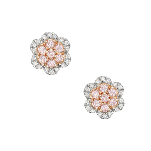 Blush Paisley Earrings with pink diamonds from the Argyle mine and White Diamonds