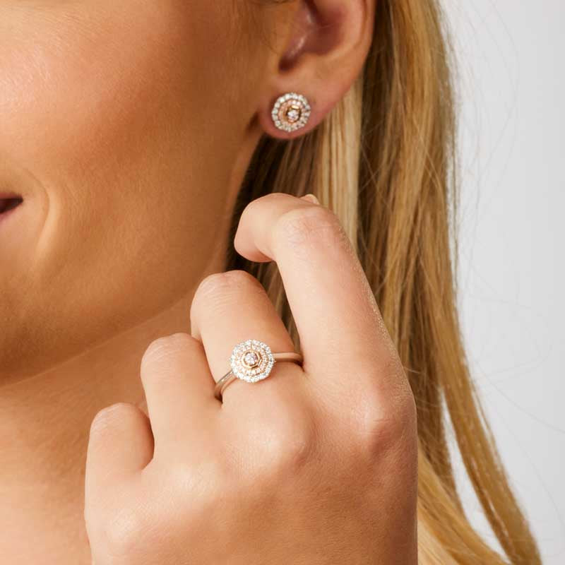 Blush Addison Ring with pink diamonds from the Argyle mine and white Diamonds