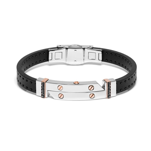 Baraka Vortex Bracelet -Rubber/ Steel/ RG/ Black Diamonds