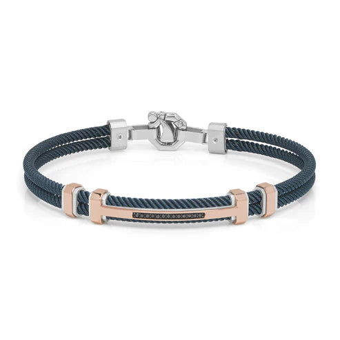 Baraka 316L Bracelet -Steel Blue PVD/ RG/ Silver/ Black Diamonds