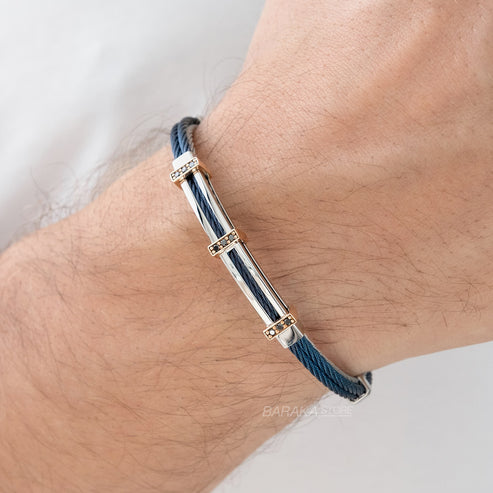 Baraka 316L Bracelet -Steel Blue PVD/ RG/ Black Diamonds