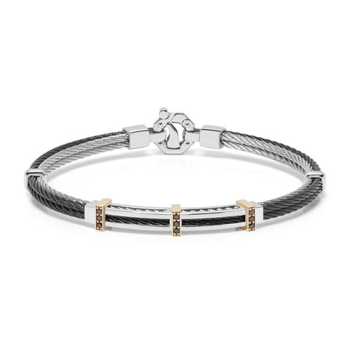 Baraka 316L Bracelet -Steel Black PVD/ RG/ White & Black Diamonds