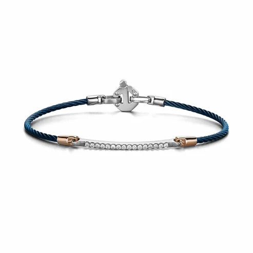 Baraka 316L Bracelet -Steel Blue PVD/ RG/ White Diamonds in 17cm