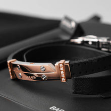 Load image into Gallery viewer, Baraka Vortex Bracelet -Rose Gold/ Rubber/ Steel/ RG/ Black Diamonds