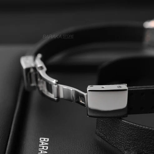 Baraka Vortex Bracelet -Rose Gold/ Rubber/ Steel/ RG/ Black Diamonds