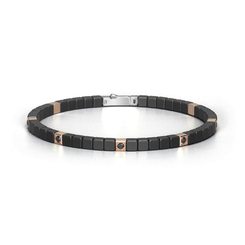 Baraka Сyborg Сeramic Bracelet -Black Ceramic/ Steel/ RG/ Black Diamonds