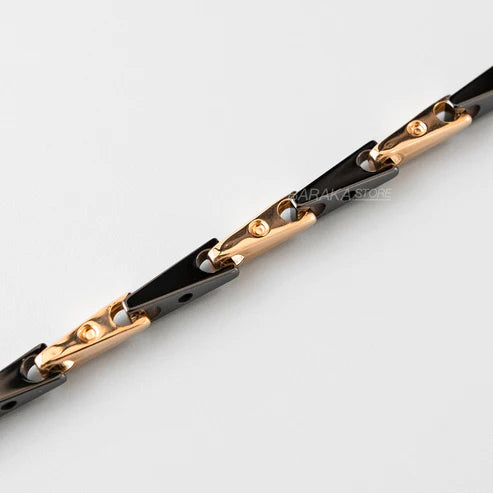 Baraka Сyborg Сeramic Bracelet -Black Ceramic/ Steel/ RG/ Diamond -19cm