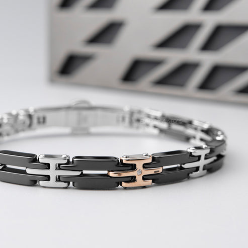 Baraka Explore Bracelet -Steel/ Ceramic/ RG/ White Diamond