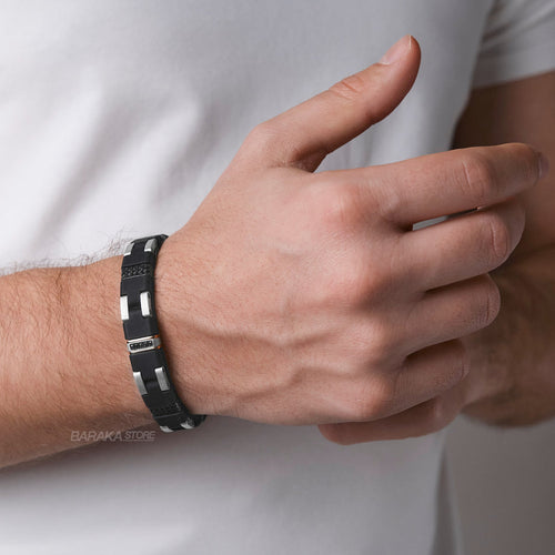 Baraka Fiber Bracelet -Rubber/ Steel/ RG/ Silver/ Carbon Fiber/ Black Diamonds