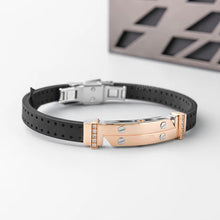 Load image into Gallery viewer, Baraka Vortex Bracelet -Rose Gold/ Rubber/ Steel/ RG/ Black Diamonds