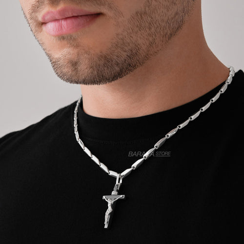 Baraka Cyborg Cross Pendant -Steel with Black PVD/ WG