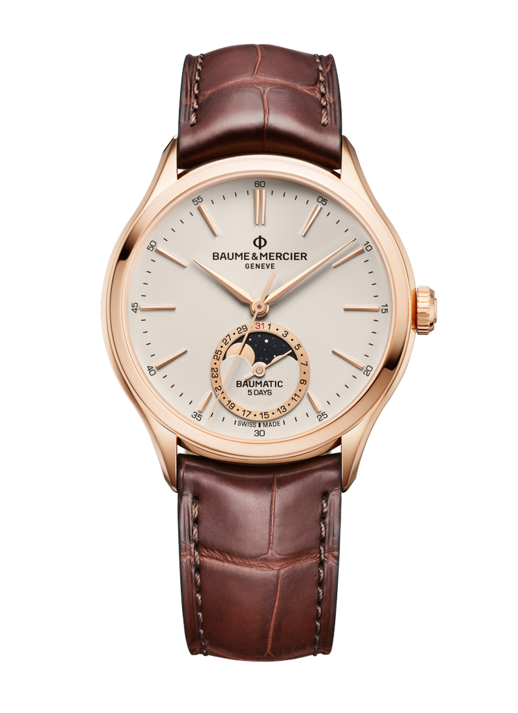 Baume & Mercier Clifton Beige Moon phase date 10736 -18K Rose Gold