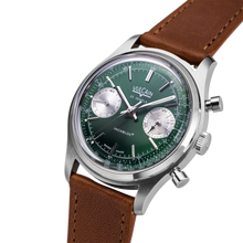 Load image into Gallery viewer, Chronograph 70&#39;s - Green Limited Edition with Brown Plain Strap