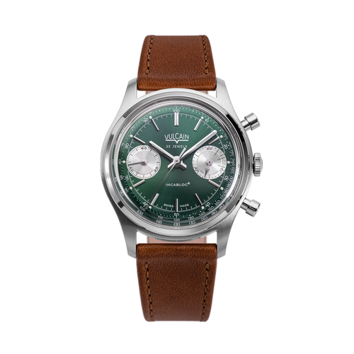 Chronograph 70's - Green Limited Edition with Brown Plain Strap