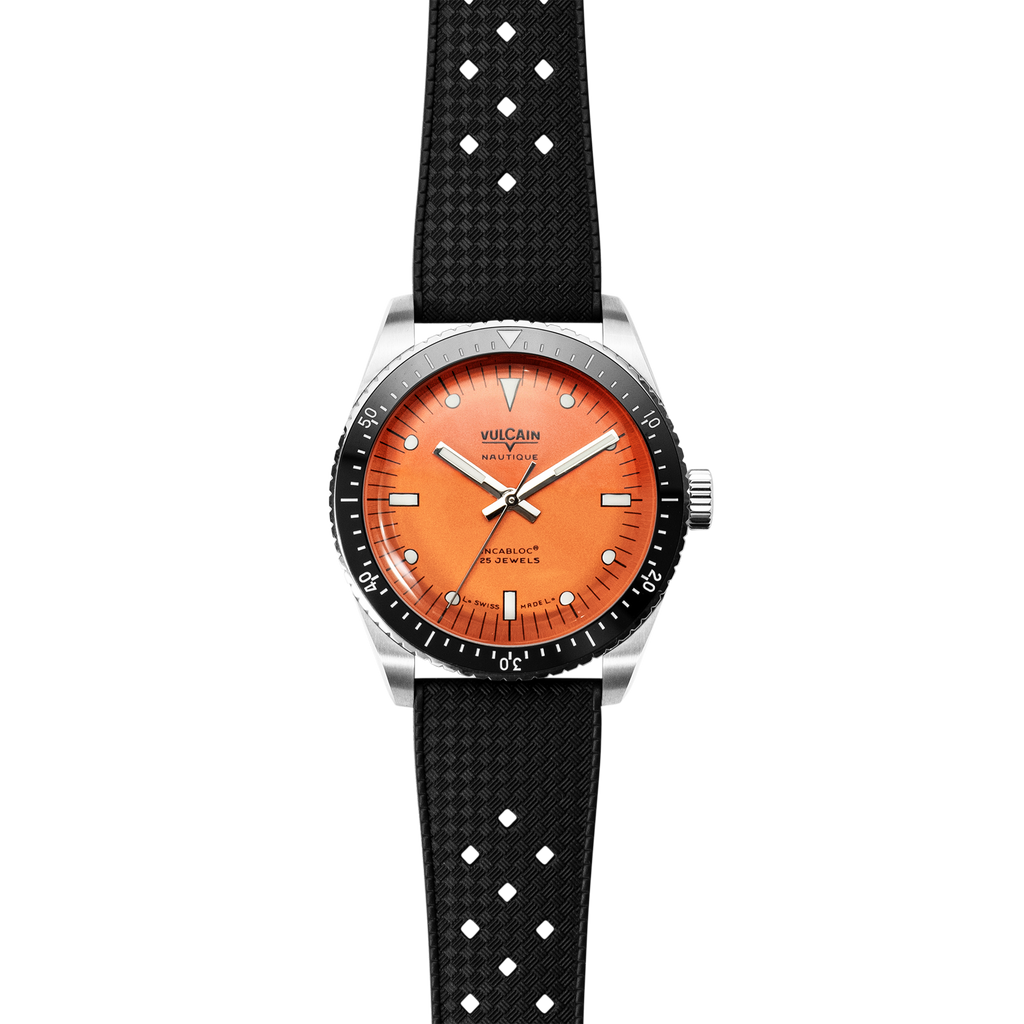 Skindiver Nautique - Orange with Black Rubber Strap