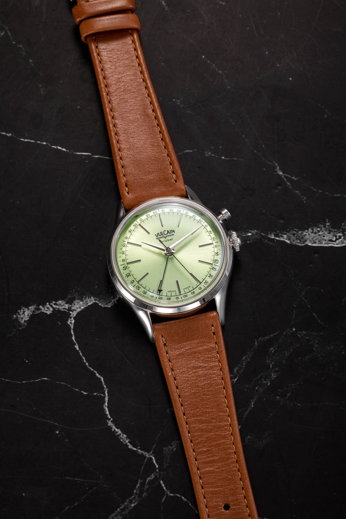 Cricket President 39 mm Limited Edition - Pistachio Green on Brown Plain Leather