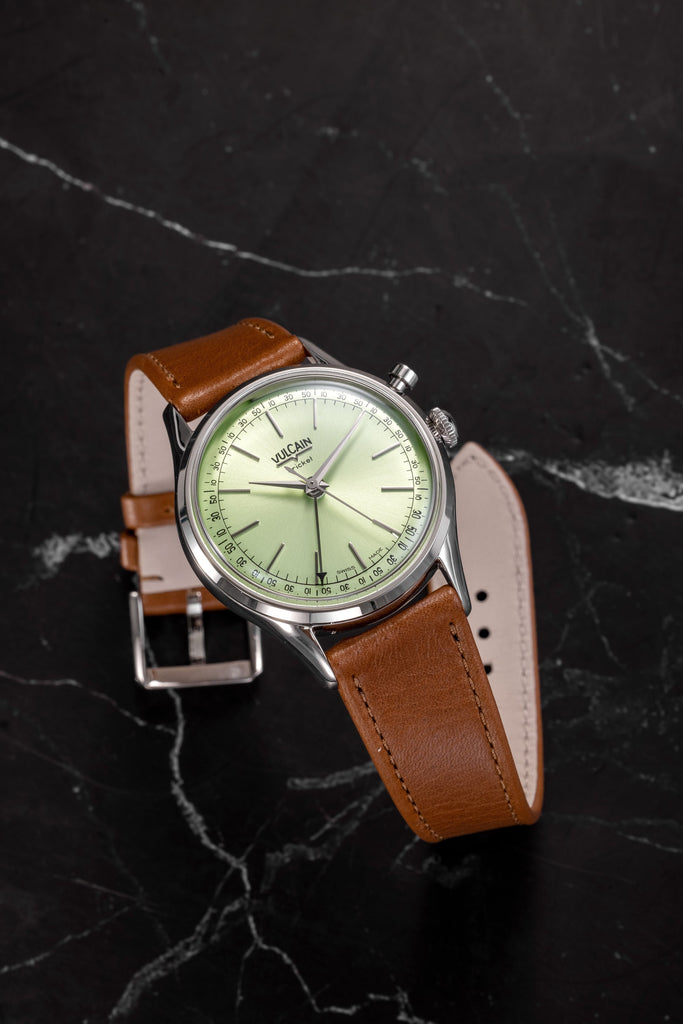 Cricket President 39 mm Limited Edition - Pistachio Green on Brown Plain Leather