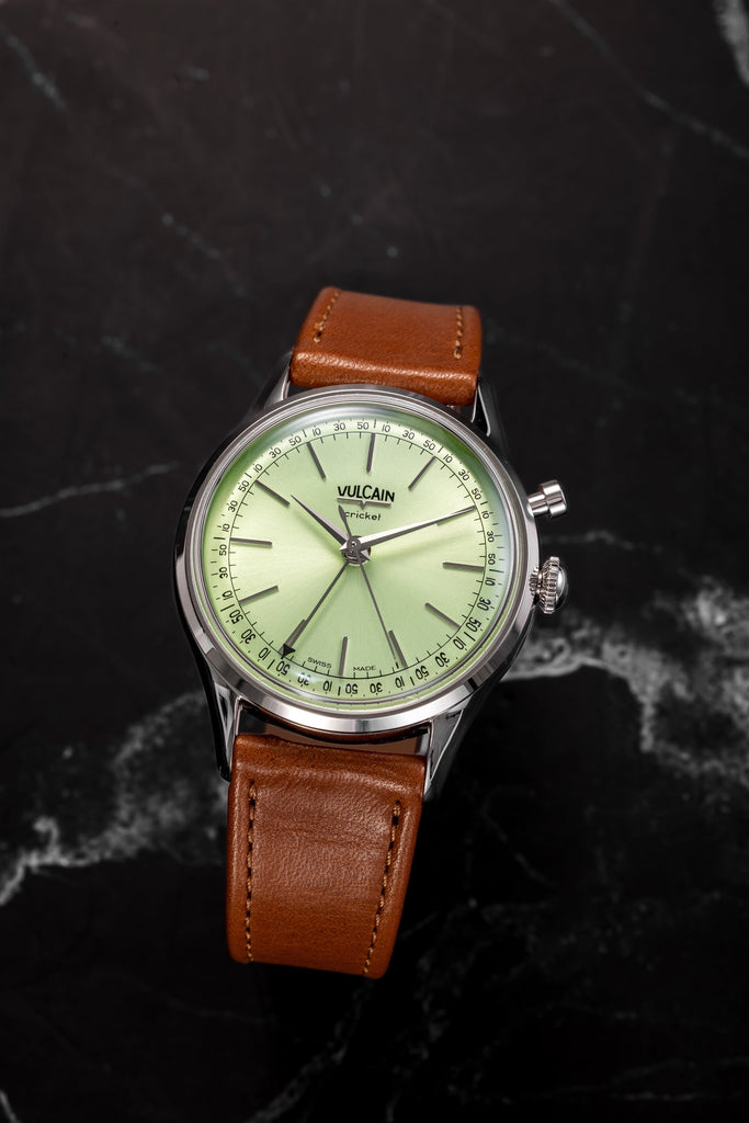 Cricket President 39 mm Limited Edition - Pistachio Green on Brown Plain Leather