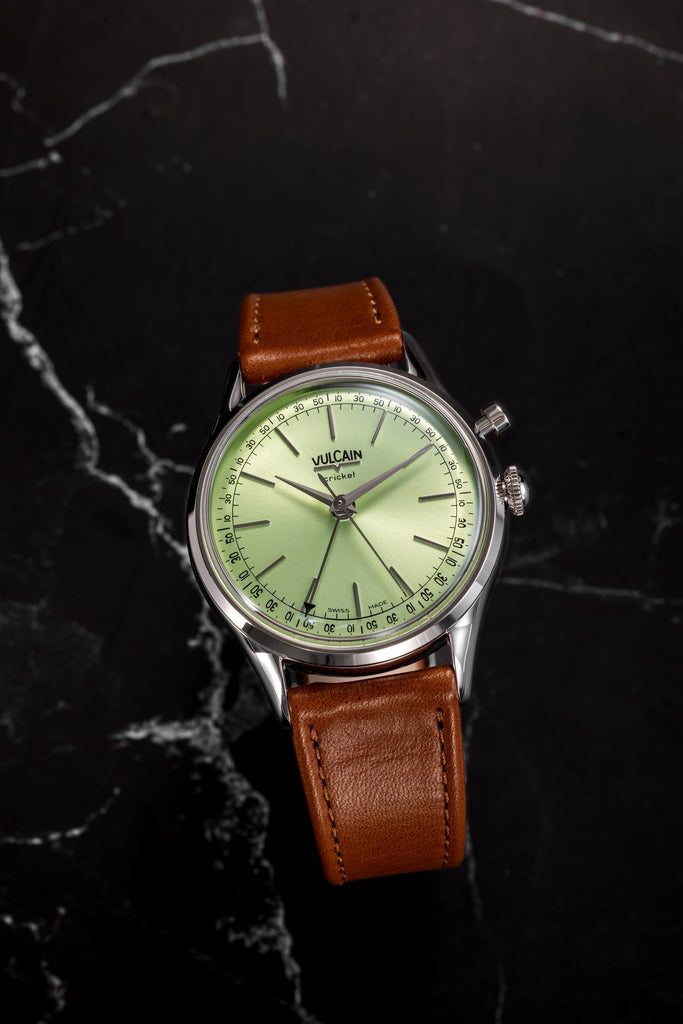 Cricket President 39 mm Limited Edition - Pistachio Green on Brown Plain Leather