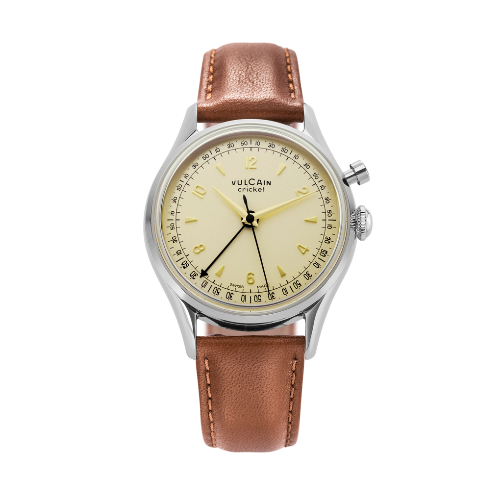 Cricket Tradition 36 mm - Eggshell on Brown Plain Strap