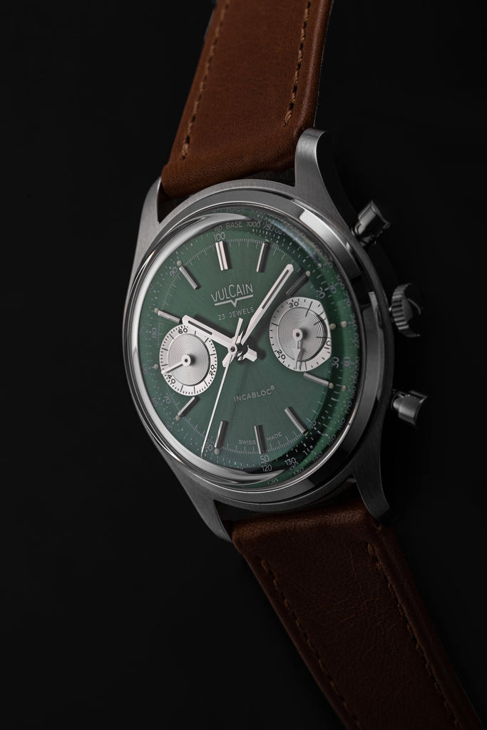 Chronograph 70's - Green Limited Edition with Brown Plain Strap