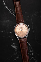 Load image into Gallery viewer, Cricket President 36 mm -Pale Salmon Limited Edition on Brown Croco Pattern Leather