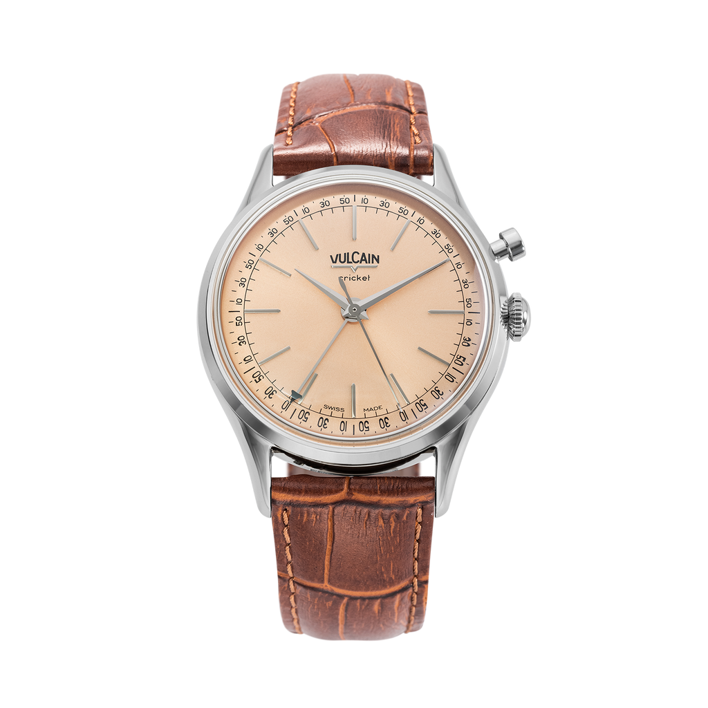 Cricket President 36 mm -Pale Salmon Limited Edition on Brown Croco Pattern Leather