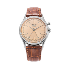 Load image into Gallery viewer, Cricket President 36 mm -Pale Salmon Limited Edition on Brown Croco Pattern Leather