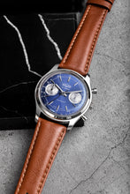 Load image into Gallery viewer, Chronograph 70&#39;s - Blue with Black Croco pattern Strap