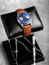 Load image into Gallery viewer, Chronograph 70&#39;s - Blue with Black Croco pattern Strap