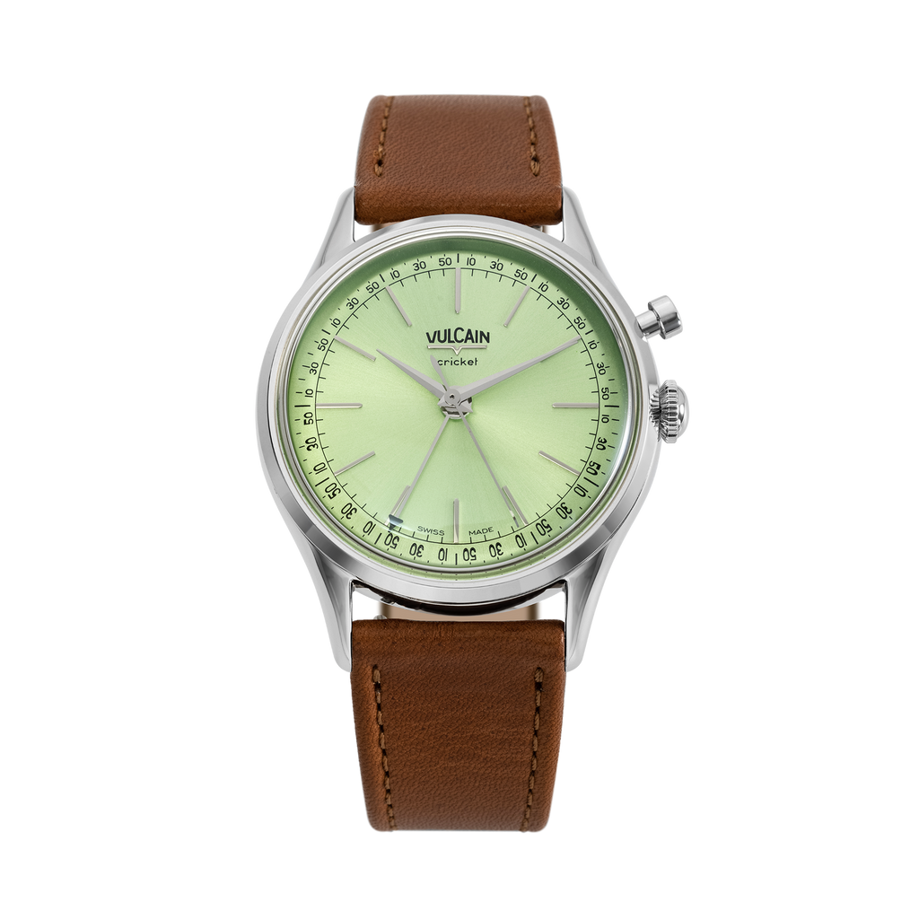 Cricket President 39 mm Limited Edition - Pistachio Green on Brown Plain Leather