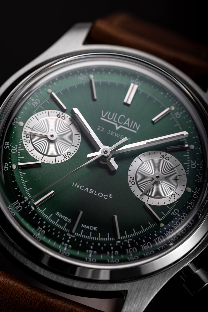 Chronograph 70's - Green Limited Edition with Brown Plain Strap