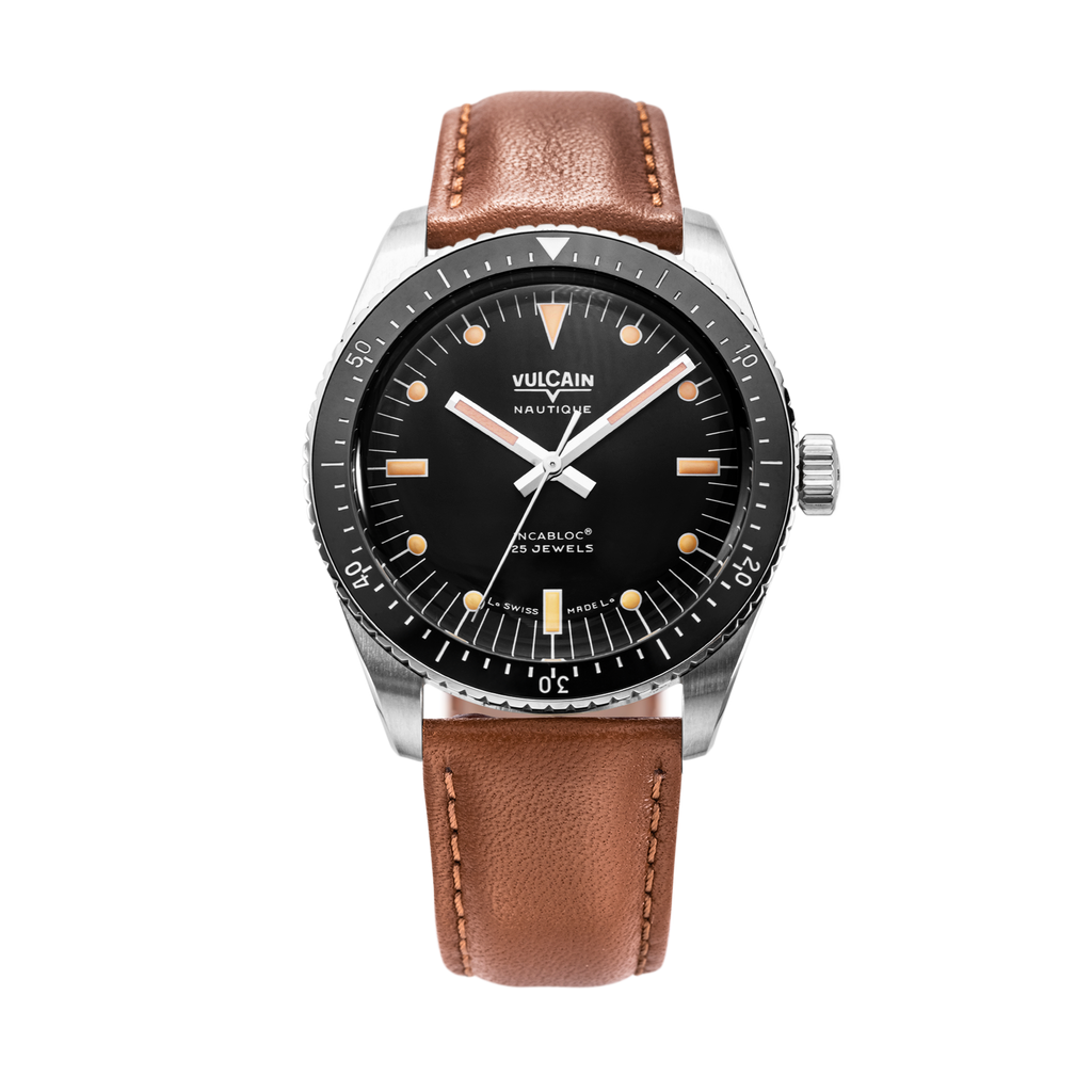 Skindiver Nautique - Black with Brown Leather Strap