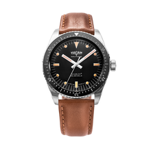 Load image into Gallery viewer, Skindiver Nautique - Black with Brown Leather Strap