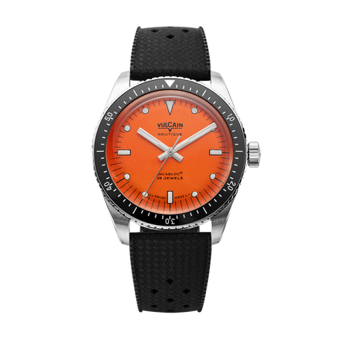Skindiver Nautique - Orange with Black Rubber Strap