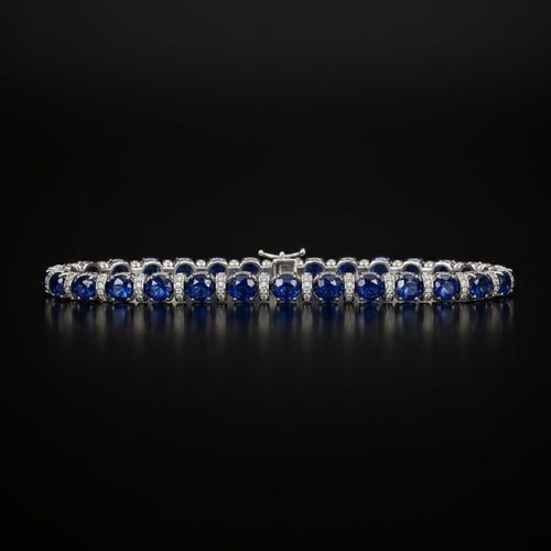 18k white gold Natural Blue Sapphire -4.69ct and Diamond -0.96ct Bracelet