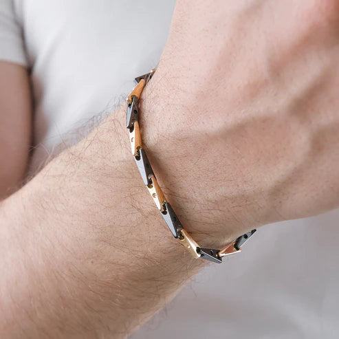 Baraka Сyborg Сeramic Bracelet -Black Ceramic/ Steel/ RG/ Diamond -19cm