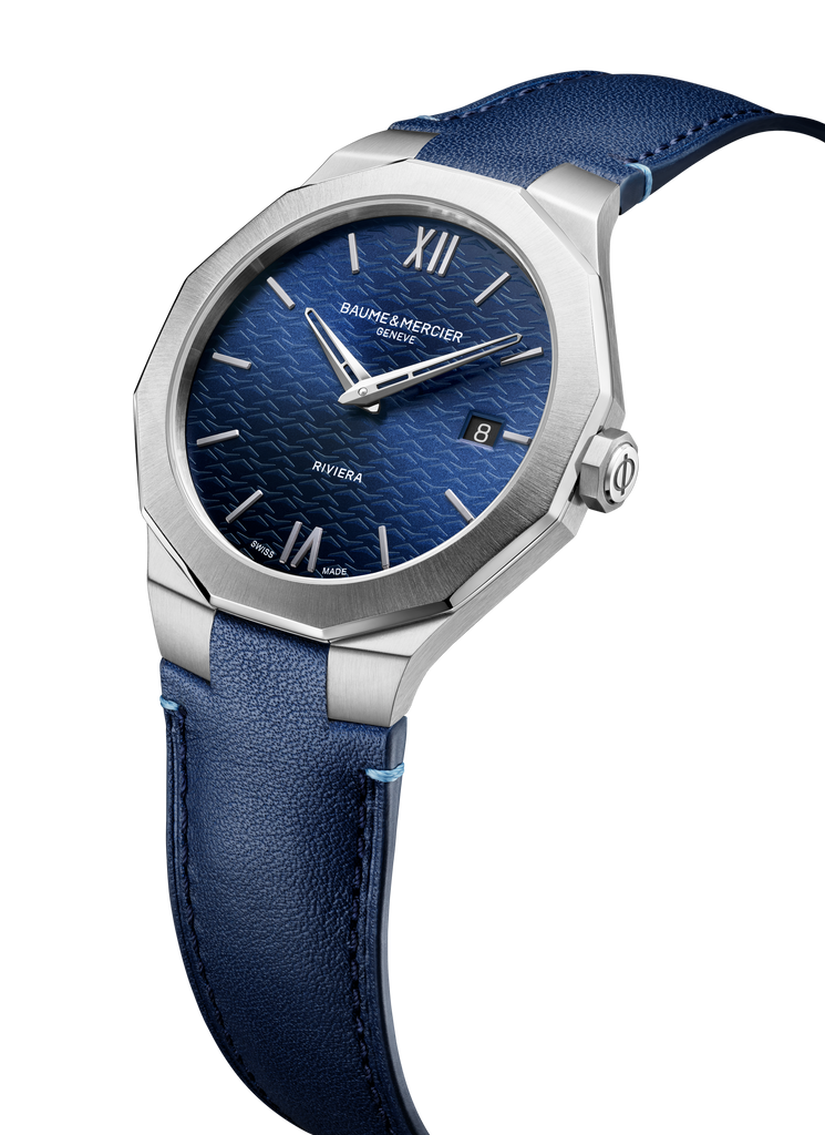 Baume & Mercier Riviera Quartz 39 mm 10846 Blue Dial on Leather