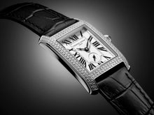 Load image into Gallery viewer, FREDERIQUE CONSTANT CLASSICS CARREE SMALL SEC RECTANGULAR FULL DIAMONDS QUARTZ ON BLACK LEATHER (Copy)
