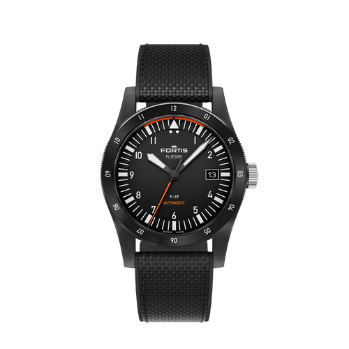 Fortis Flieger F-39 Black Werk 7 Mission Black on Hybrid Strap Limited Edition 100 pieces