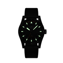 Load image into Gallery viewer, Fortis Flieger F-39 Black Werk 7 Mission Black on Hybrid Strap Limited Edition 100 pieces