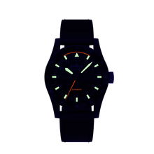 Load image into Gallery viewer, Fortis Flieger F-39 Black Werk 7 Mission Black on Hybrid Strap Limited Edition 100 pieces