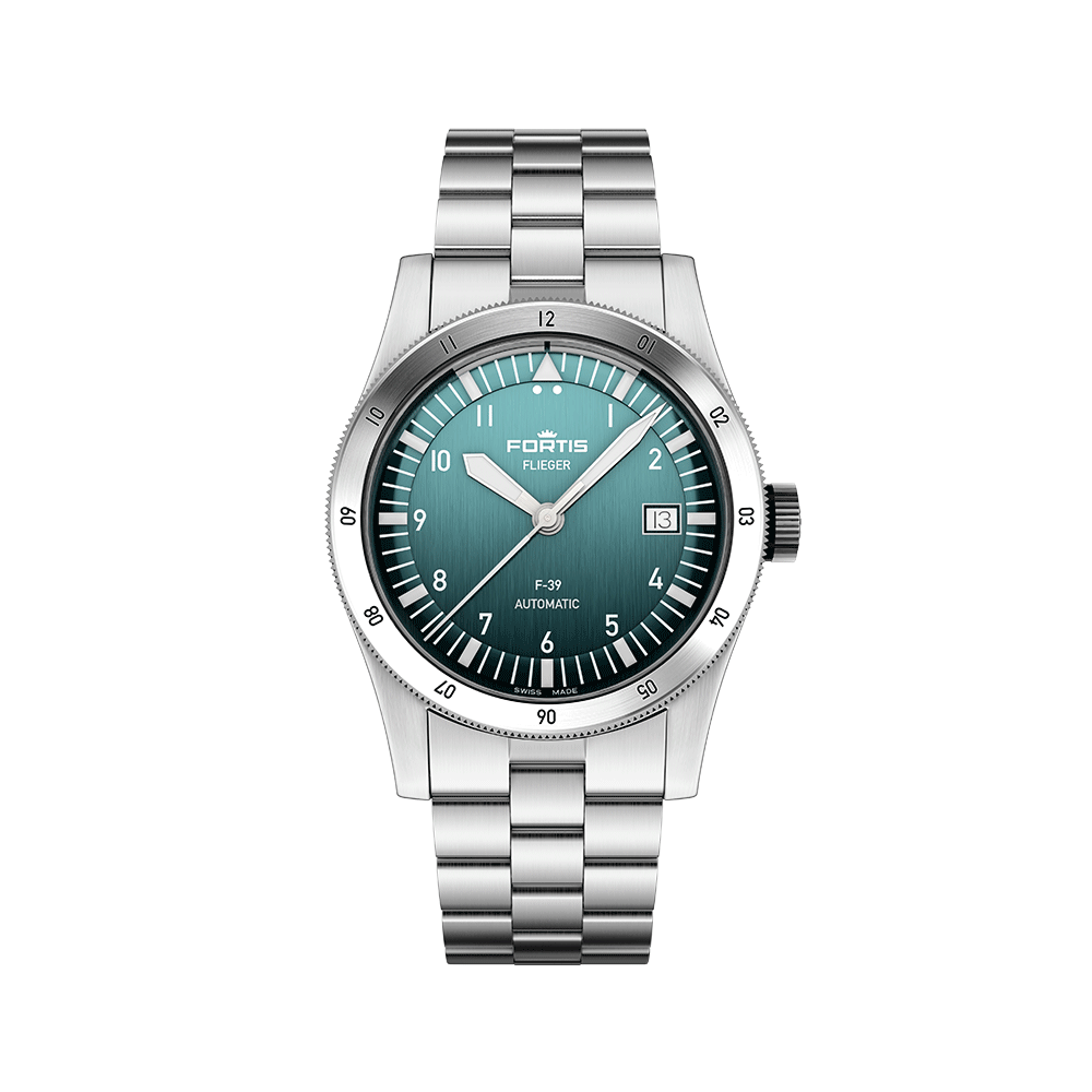 Fortis Flieger F-39 petrol on block bracelet