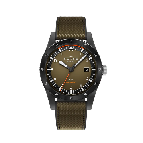 Fortis Flieger F-41 Green Werk 7 Tactical Green on Hybrid Strap Limited Edition 100 pieces
