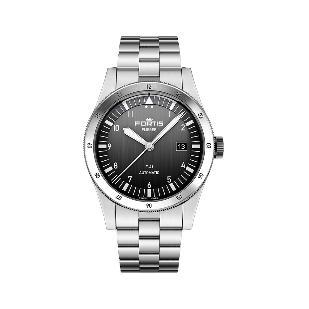 Fortis Flieger F-41 black on block bracelet