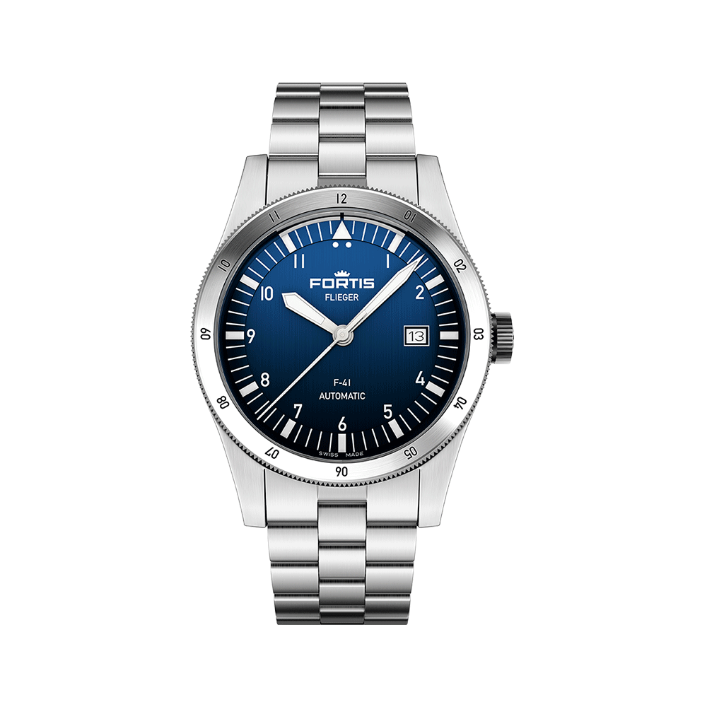 Fortis Flieger F-41 liberty blue on block bracelet