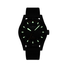 Load image into Gallery viewer, Fortis Flieger F-41 Black Werk 7 Mission Black on Hybrid Strap Limited Edition 100 pieces