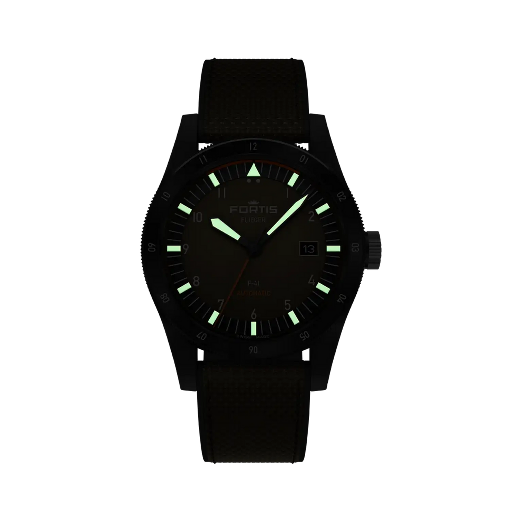 Fortis Flieger F-41 Green Werk 7 Tactical Green on Hybrid Strap Limited Edition 100 pieces
